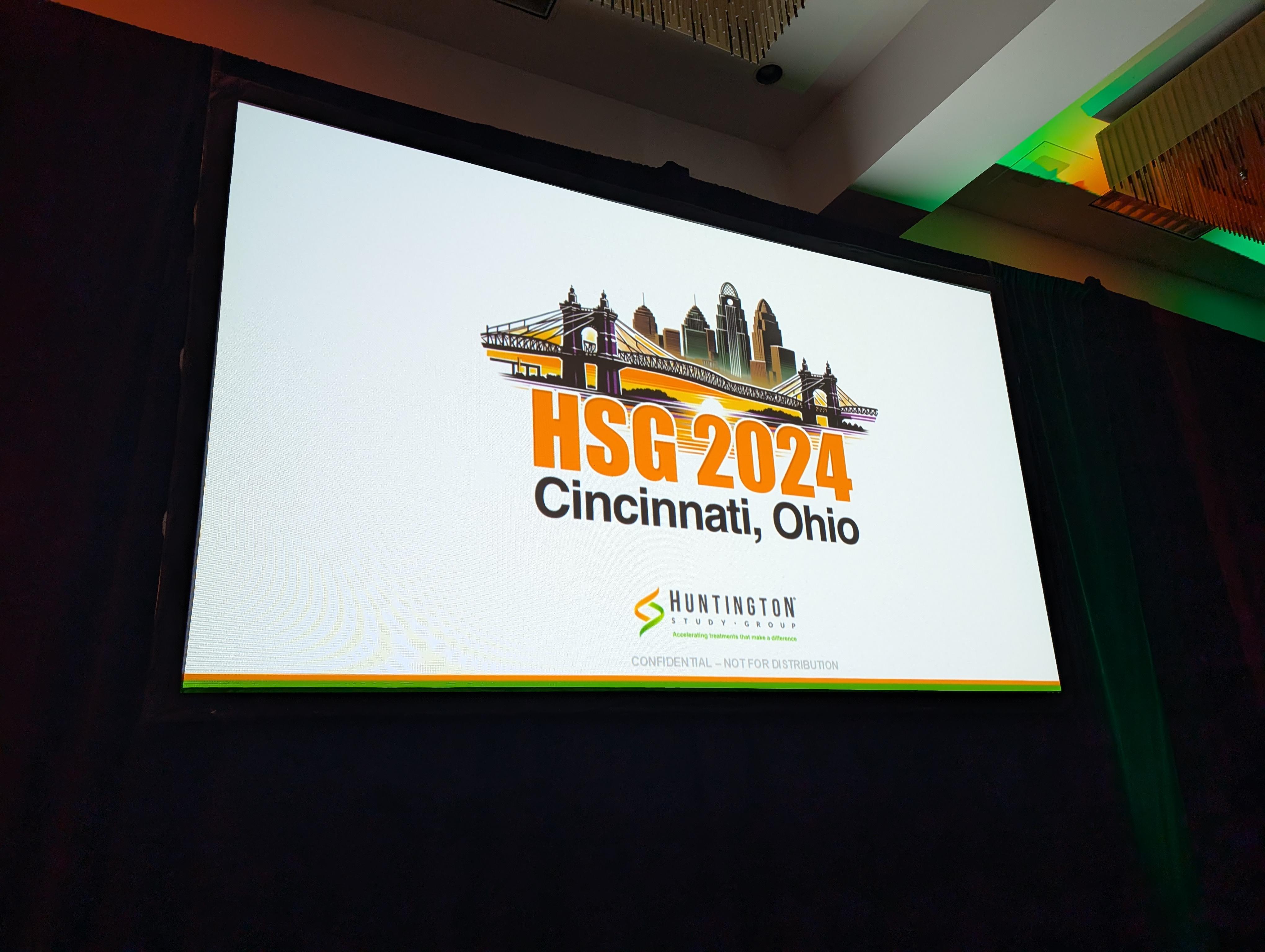 The Huntington Study Group holds an annual conference, taking place in Cincinnati in 2024. This meeting includes two days geared toward researchers, clinicians, and industry that focuses on science and research updates. The third day focuses on Huntington's disease families, where they get to hear from the experts on research and clinical trial updates.
