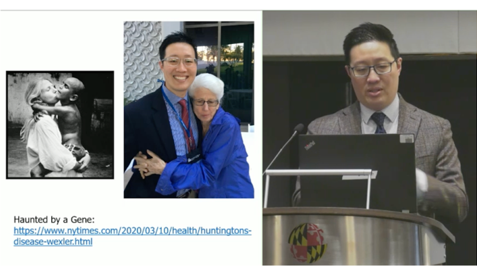 Dr. Victor Sung, a Professor of Neurology from the University of Alabama, gave a clinical overview of Huntington's disease, detailing the work done by Dr. Nancy Wexler to find the genetic cause of Huntington's disease.