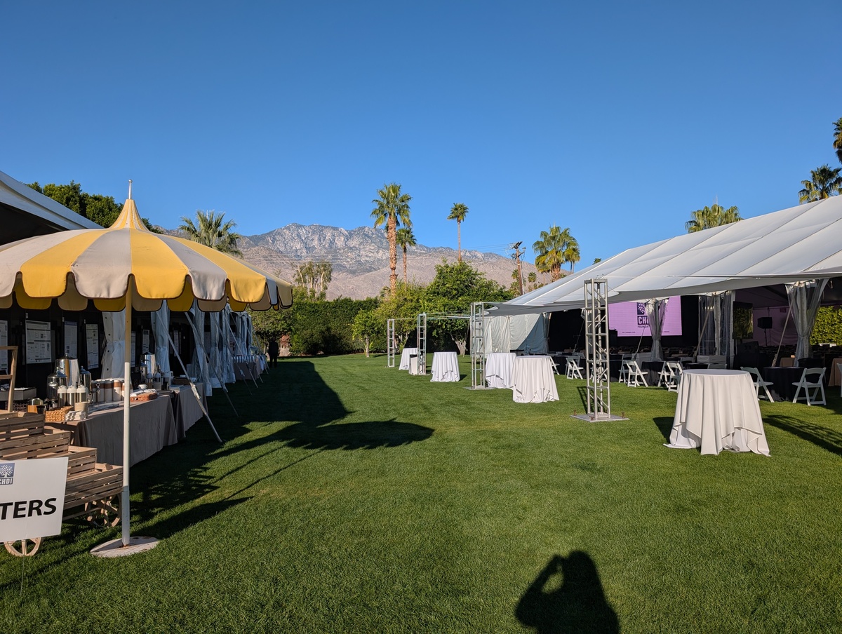 The Parker Hotel in Palm Springs, CA is a fantastic place to spend the week learning about cutting edge Huntington's disease research - under the big tent, surrounded by palm trees, in the shadow of Mount San Jacinto.  