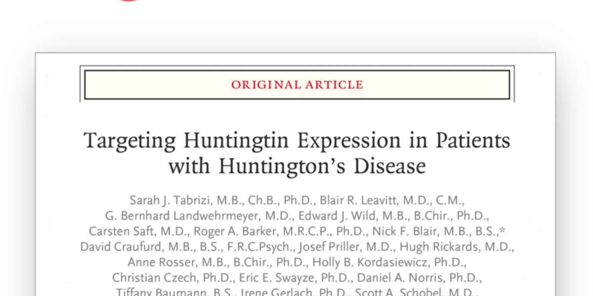 Fresh Updates from First Huntingtin Lowering Study Publication